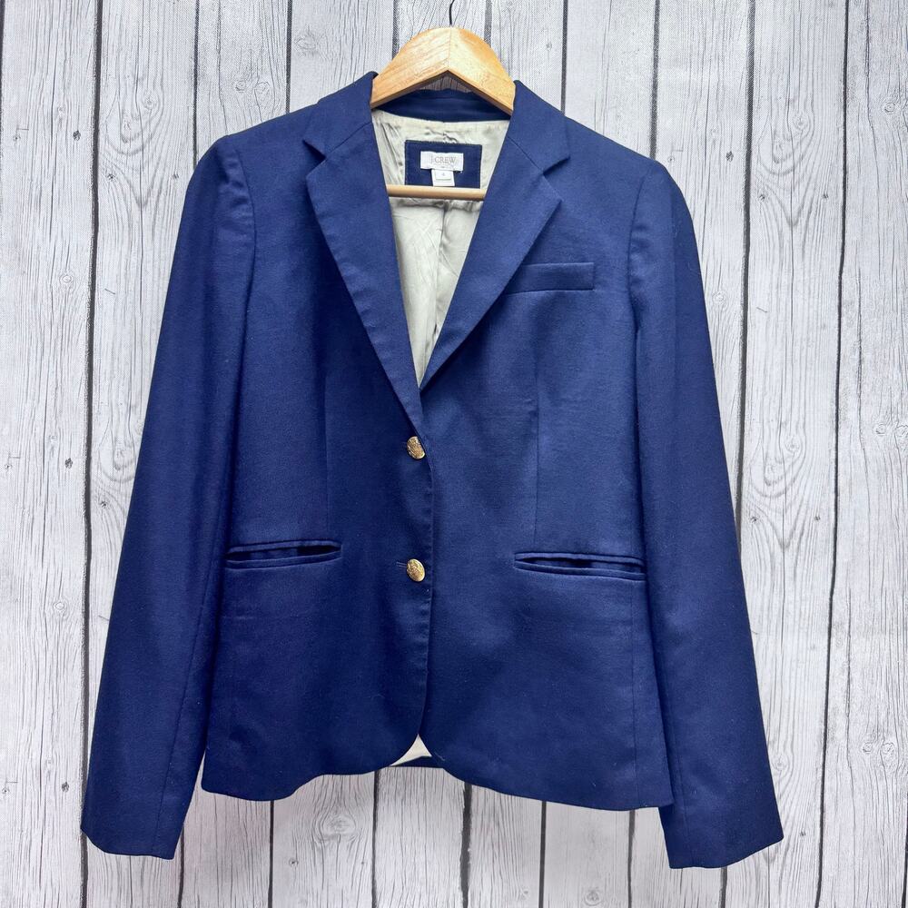 J.Crew Women's Navy Blue Schoolboy Wool Blazer Jacket Size 4